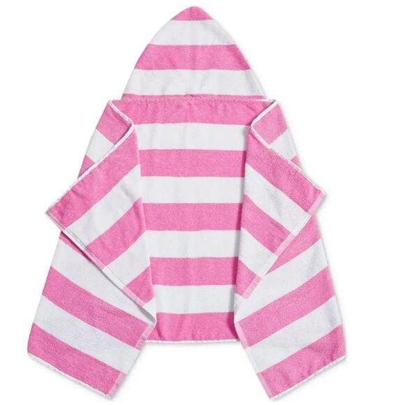 URBAN DREAMS Cabana Stripe Hooded Towel, White/Pink - Picture 3 of 4